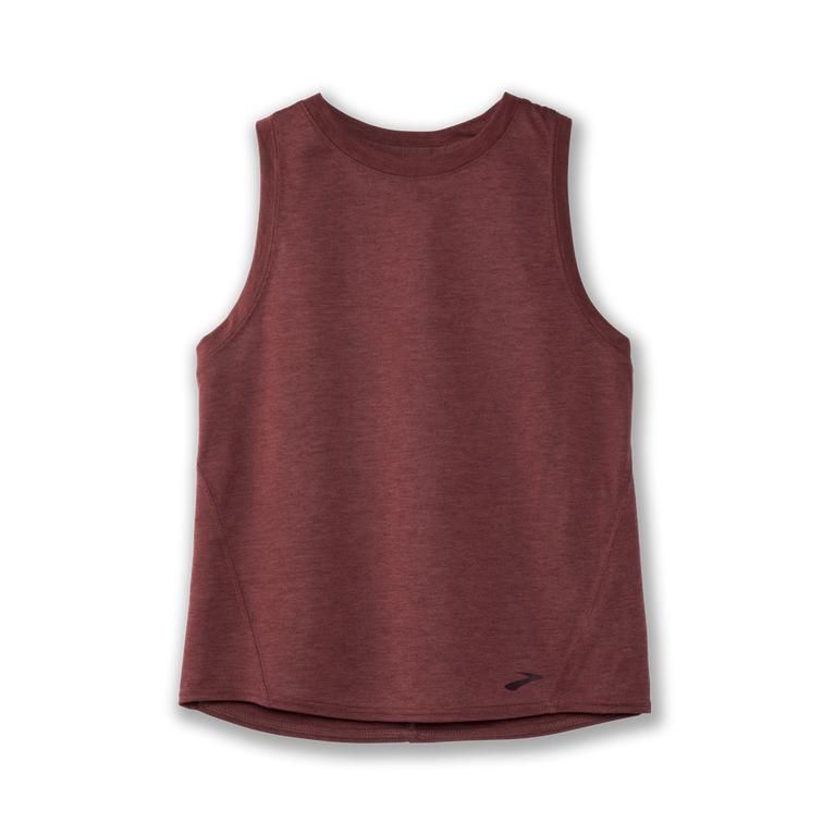 Brooks Women's DISTANCE Running Tank Top - Heather Terracotta/Burgundy - Canada (VUESW-2389)